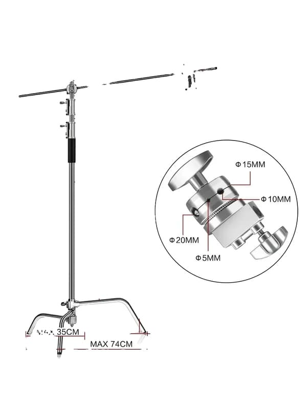 2.6M C-teline, Ruostumaton teräsrakenteinen, Säädettävä korkeus,2.6M Vain C-tuki