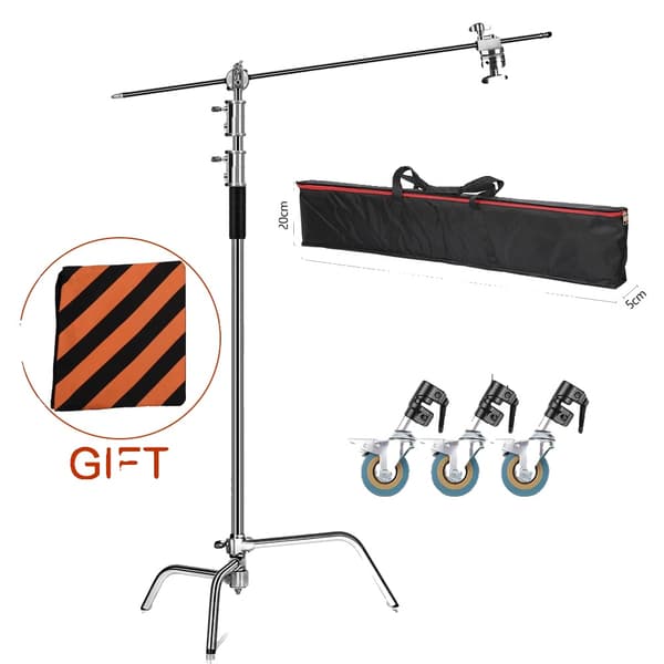 Fotografi C-Stand, Justerbar Höjd 2,6M, Hållbar Rostfritt Stål,2.6M med hjulväska