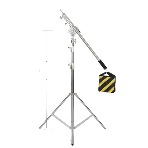 Rustfrit Stål Lysstativ, 2,8 m Justerbar Højde, 2,49 m Boom Arm,2.8M Sæt