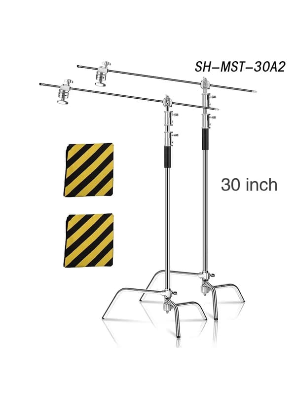 Ammattimainen C-telinevalaisin, 260 cm maksimi korkeus, liukuva jalka vakauden takaamiseksi,2ps 2.6M C-tuki