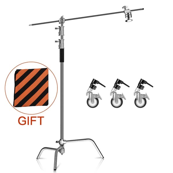 Fotografi C-Stand, Justerbar Højde 2,6M, Holdbart Rustfrit Stål,2.6M med hjul