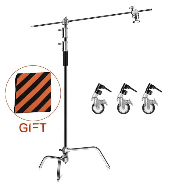 Fotografi C-Stand, Justerbar Højde 2,6M, Holdbart Rustfrit Stål,2.6M med hjul