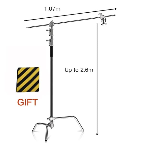 Lysstativsæt, 2,49 m boomarm, holdbart rustfrit stål,2.6m plus 1.07m Bar