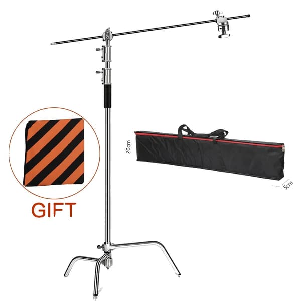 Fotografi C-Stand, 2,6M Justerbar Höjd, Hållbar Rostfritt Stål,2.6M med väska