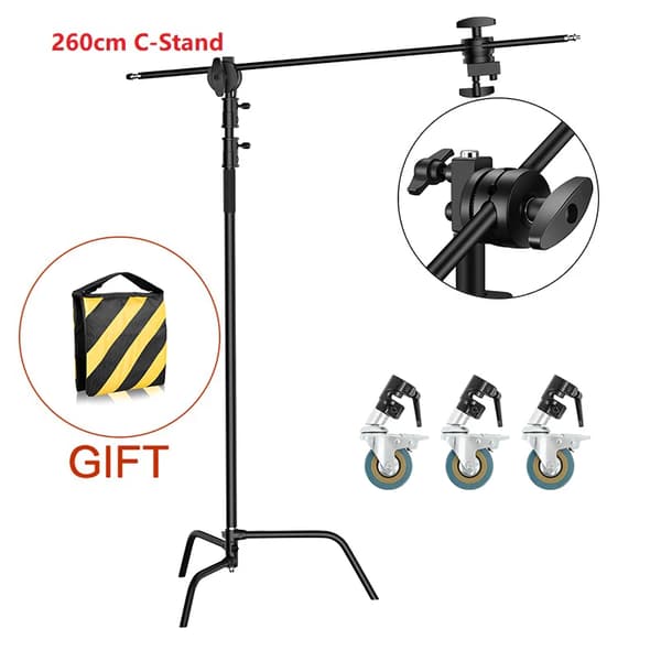 Fotografering C-Stand, Rustfrit Stål, Justerbar Højde 153-330cm,SH-MST-30B-1SH-MST-30B-1