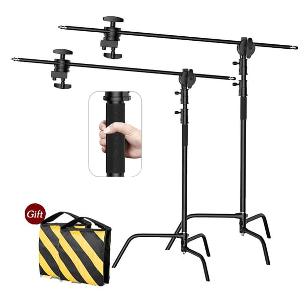 Fotografering C-Stand, Rustfrit Stål, Justerbar Højde 153-330cm,SH-MST-30B2