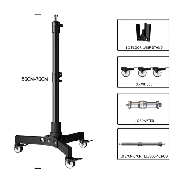 Fotografi Lystativ, Justerbar Højde 56-183 cm, Holdbar Metal Konstruktions,76 cm model