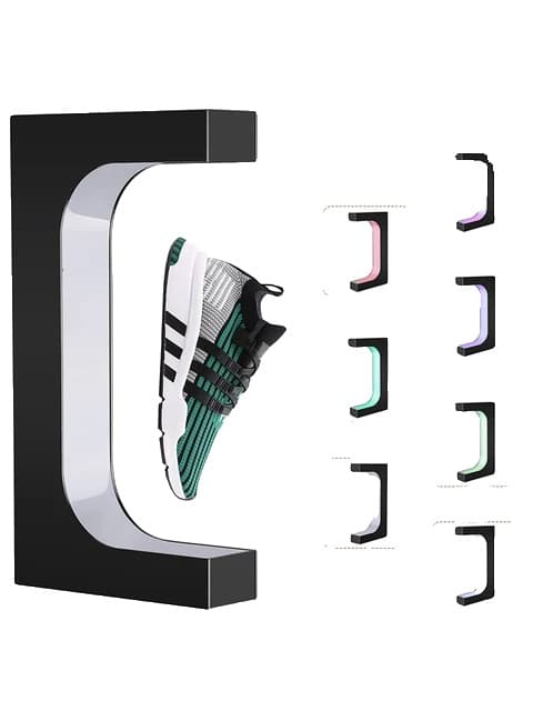 Svævende Skoudstilling, Magnetisk Flydende Design, LED Lys Rotation, farverigt lys