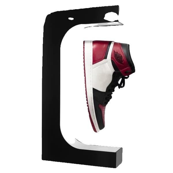 Svävande skodisplay, magnetiskt flytande design, LED-ljusrotation, vit ljus