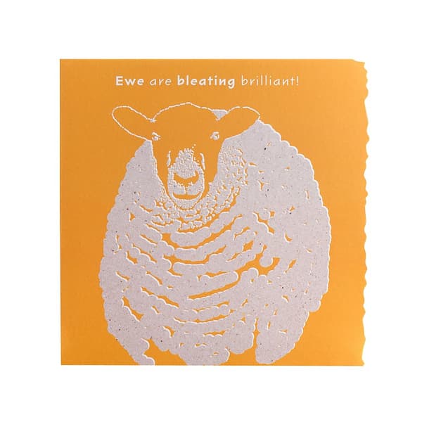 Deckled Edge Hälsningskort med djur i färgblock Ewe Are Bleating Brilliant - Sheep (Orange) One Size