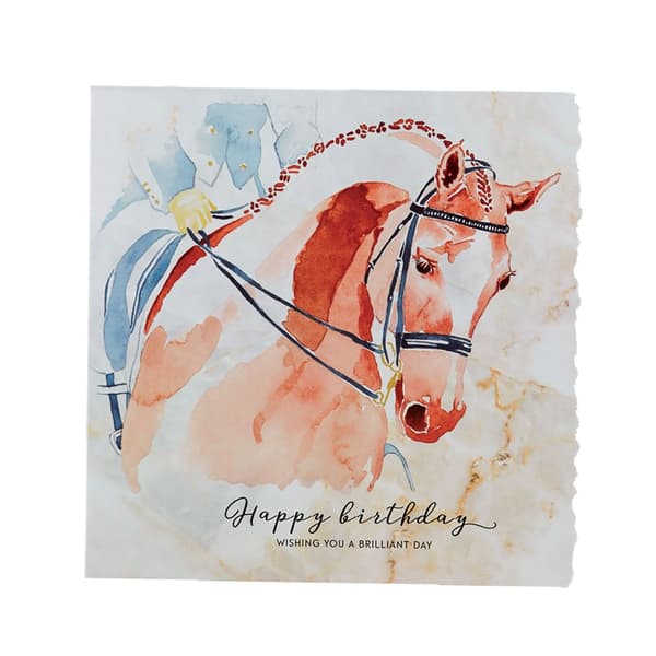 Deckled Edge Fantasifullt gratulationskort från Dolomit Happy Birthday - Dressage Horse (Multicoloured) One Size