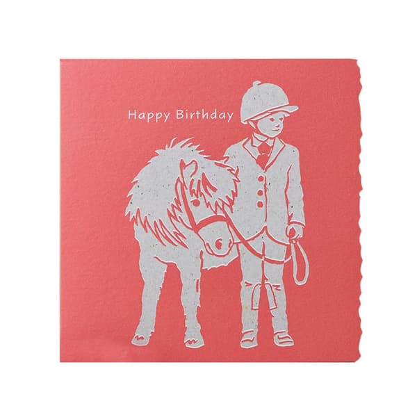 Deckled Edge Colour Block Pony Greetings Card