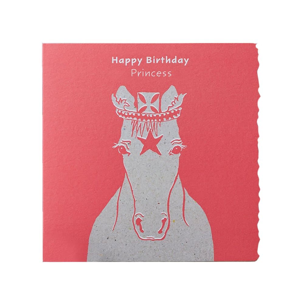 Deckled Edge Colour Block Pony Greetings Card