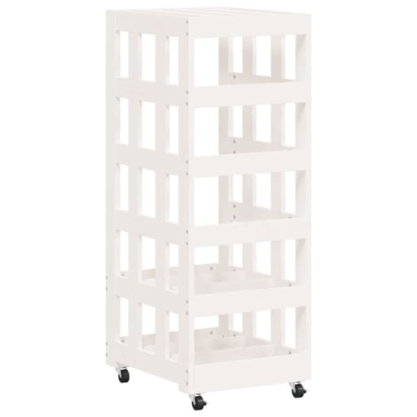 vidaXL Vedstativ med hjul 40x49x110 cm heltre furu