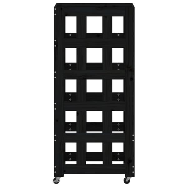 vidaXL Vedstativ med hjul svart 40x49x110 cm heltre furu