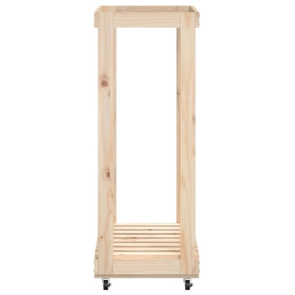 vidaXL Vedställ med hjul 76,5x40x108 cm massiv furu