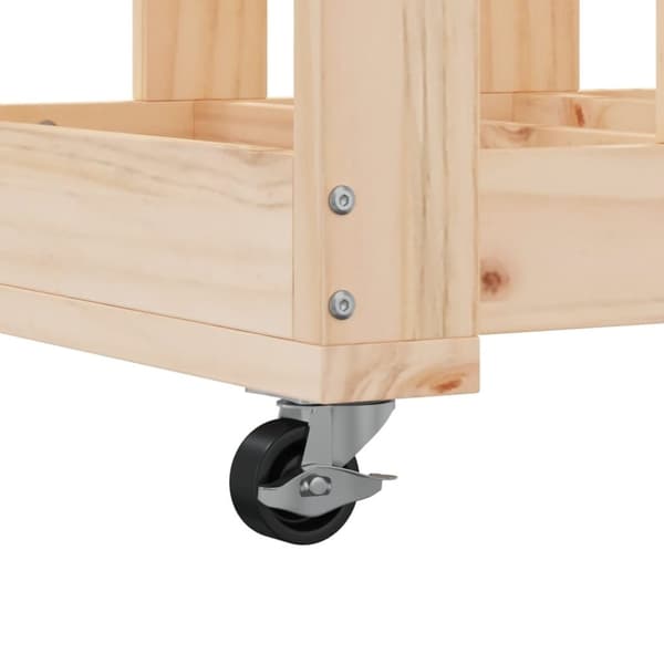 vidaXL Vedstativ med hjul 40x49x110 cm heltre furu