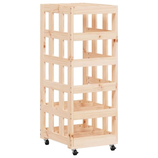 vidaXL brændestativ med hjul 40x49x110 cm massivt fyrretræ