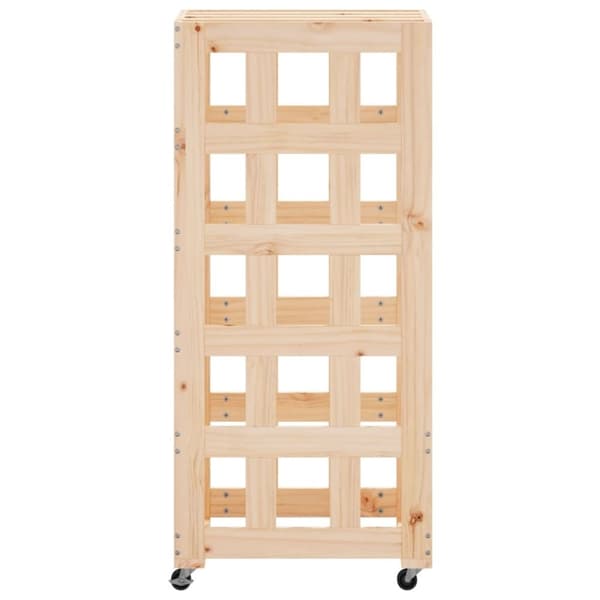 vidaXL brændestativ med hjul 40x49x110 cm massivt fyrretræ