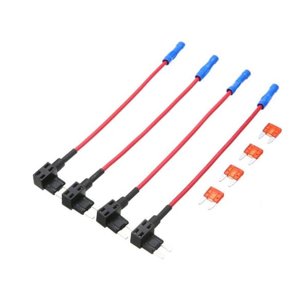 4 delar Säkringskrets Piggy Back Mini ATO ATC-blad med 12V 24V säkringsbox komplett med 10A Minibladssäkringar