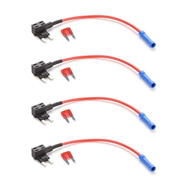 4 delar Säkringskrets Piggy Back Mini ATO ATC-blad med 12V 24V säkringsbox komplett med 10A Minibladssäkringar