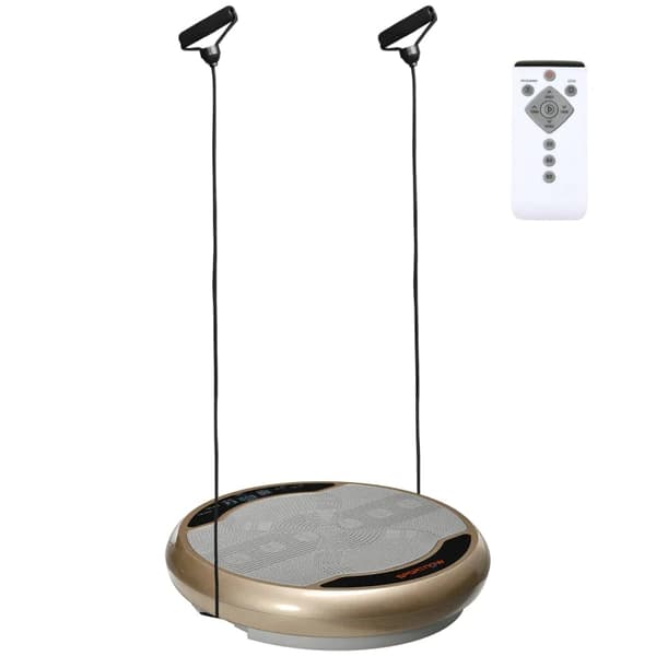 Rootz Vibrationsplatta - 99 intensitetsnivåer - 2 motståndsband - LED-skärm - Guldlook - Φ59 x 15H cm