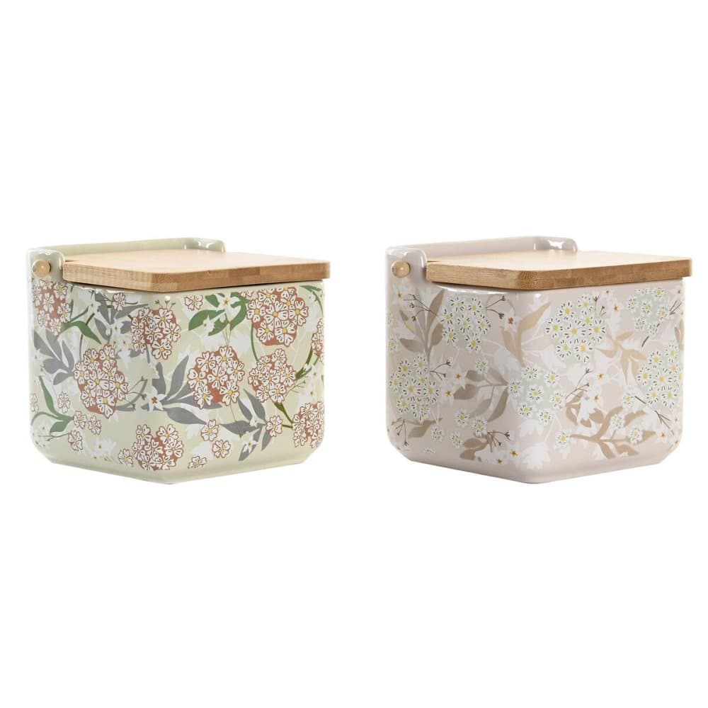 Saltkar med lock DKD Home Decor Bambu Dolomite (750 ml)