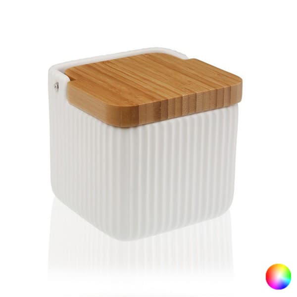 Saltkar med lock (11,5 x 11,5 x 11,5 cm) - Vit
