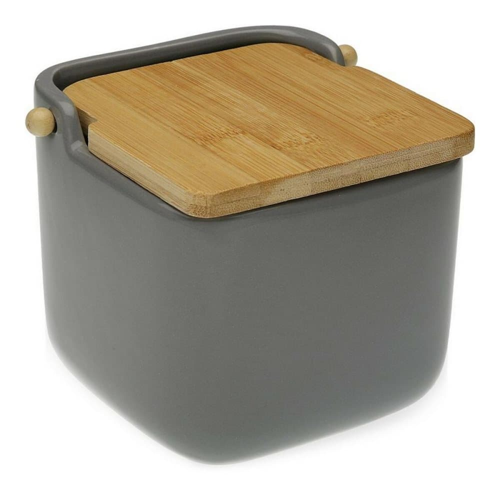 Saltkar med lock Versa Keramik Bambu Dolomite (12,2 x 11,7 x 12,2 cm)