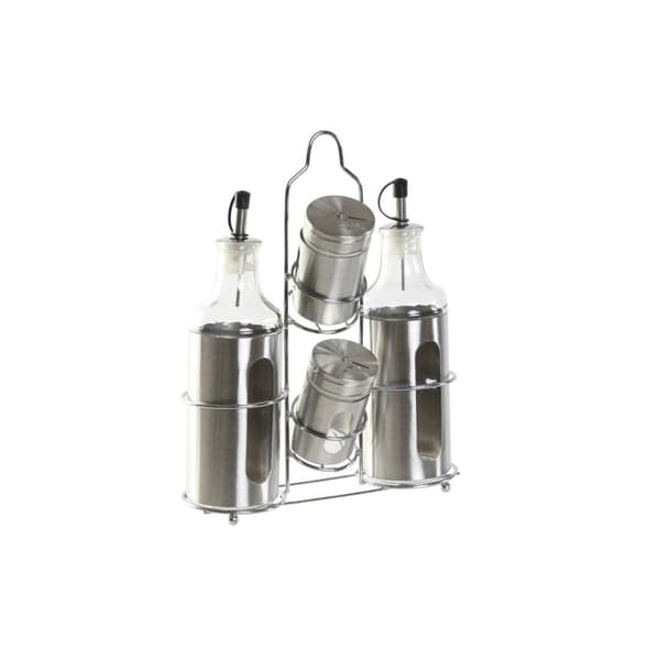 Kryddset DKD Home Decor Glas Silvrig Rostfritt stål (22 x 5,4 x 22 cm)