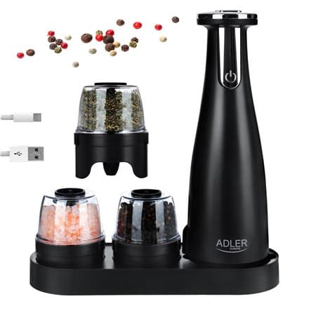 Adler | Elektrisk salt- och pepparkvarn | AD 4449b | Kvarn | 7 W | Material till hölje ABS-plast | Litium | Kvarnar med keramik