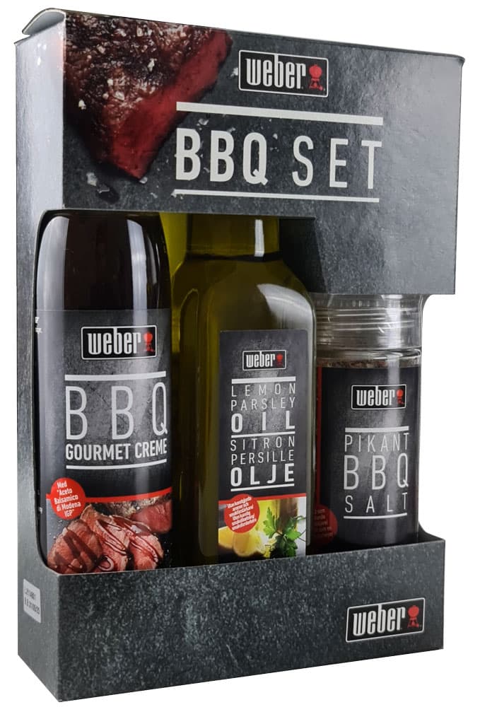 Presentset BBQ - Olivolja citron/persilja, BBQ-glaze balsimco, örtsalt - Weber