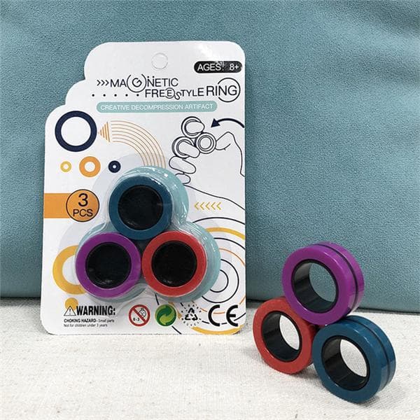 Magnetiska ringar -anti stress ringar-leksaker (Röd/Lila/Turkos)