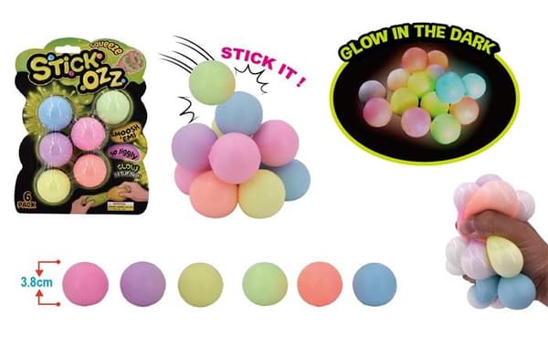 Stick Ooz Sticky Squeeze Glow in the dark 6-pcs