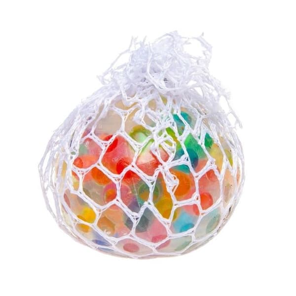 Flerfärgad antistressboll med sitt bubbelantistressnät