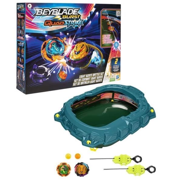 Beyblade Burst QuadStrike, Light Ignite Battle Set med Beystadium Arena, 2 Tops och 2 Launchers