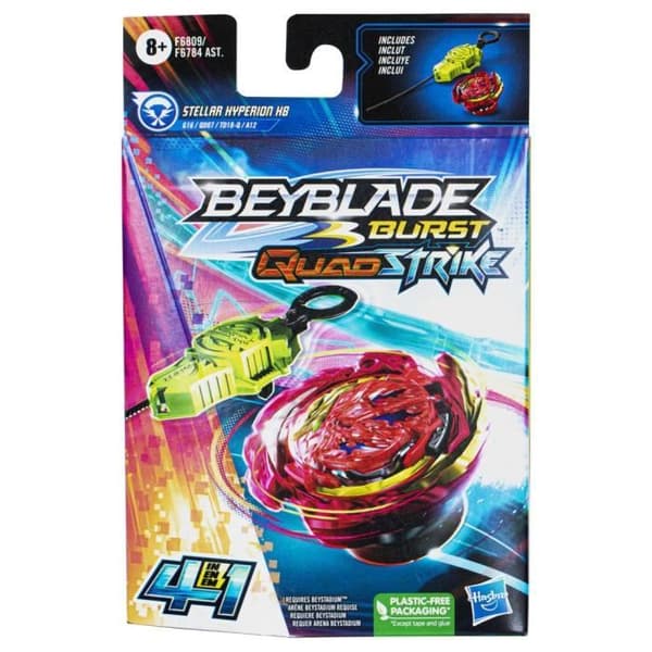Beyblade Burst QuadStrike, startpaket med Stellar Hyperion H8 tävlingstopp och launcher