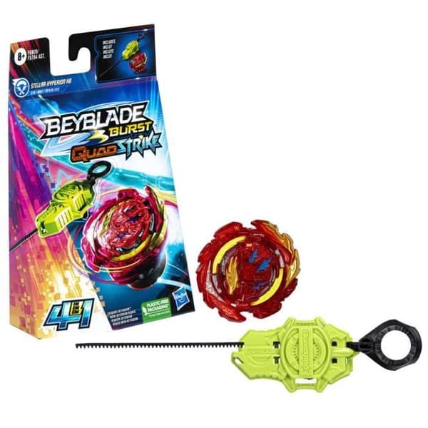 Beyblade Burst QuadStrike, startpaket med Stellar Hyperion H8 tävlingstopp och launcher