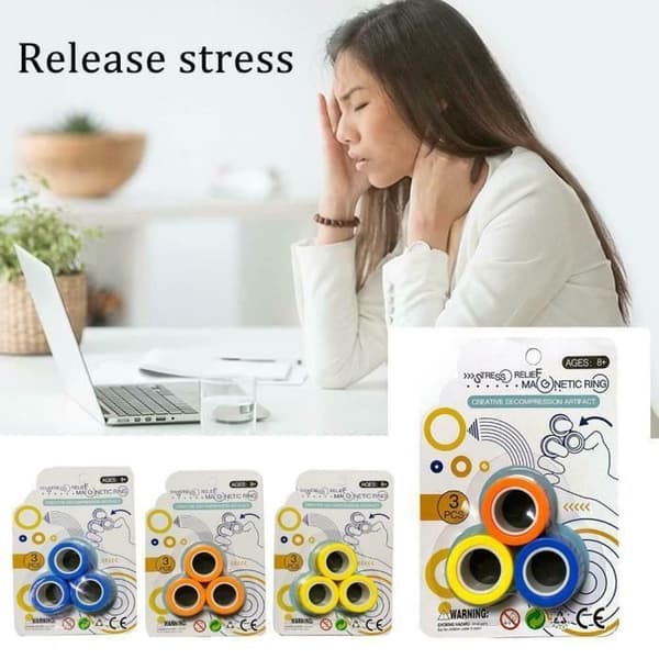 PIMPIMSKY Magnetic Decompression Leksaker Hand Spinner Fingrar Anti-Stress Ringar Finger Ring Dekompression Leksaker-gul