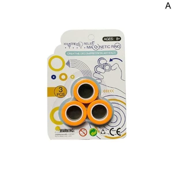 PIMPIMSKY Magnetic Decompression Leksaker Hand Spinner Fingrar Anti-Stress Ringar Finger Ring Dekompression Leksaker-gul