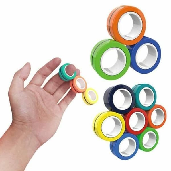 Magnetiska dekompressionsleksaker Handspinnare Fingrar Magnetiska ringar Anti-stress Fingerring Dekompressionsleksaker Gul