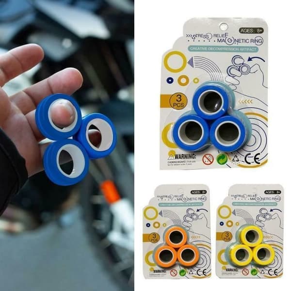 Magnetiska dekompressionsleksaker Handspinnare Fingrar Magnetiska ringar Anti-stress Fingerring Dekompressionsleksaker Gul