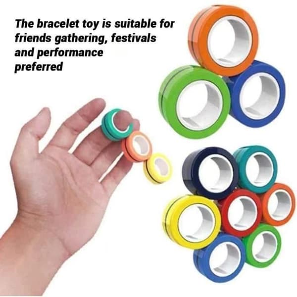 PIMPIMSKY Magnetic Decompression Leksaker Hand Spinner Fingrar Anti-Stress Ringar Finger Ring Dekompression Leksaker-Gul