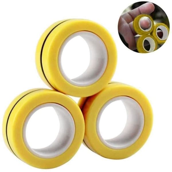 PIMPIMSKY Magnetic Decompression Leksaker Hand Spinner Fingrar Anti-Stress Ringar Finger Ring Dekompression Leksaker-Gul