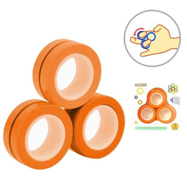 Finger Magnetic Rings Fidget Toy - Magnetisk armbandsring Dra upp dragkedjan Toy Accessory Tools (ORANGE)