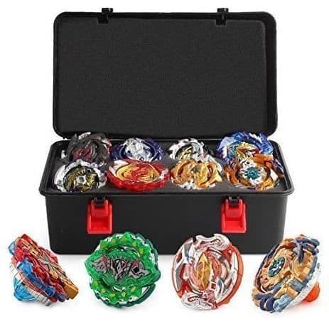 12 nya spinntoppar med 2 Burst Turbo Launcher, Toy Arena, Gyro Pocket Box Pro (svart) - present till barn