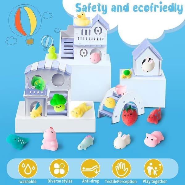 32 delar Kawaii Mochi Squishy Toys - Mini Squishies Soft Squeeze Toy - Söta Djur Frukt Anti Stress Toy - slumpmässig stil