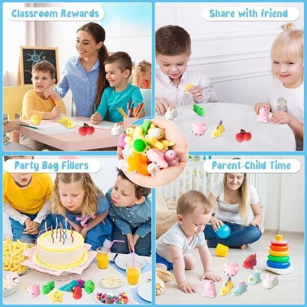 32 delar Kawaii Mochi Squishy Toys - Mini Squishies Soft Squeeze Toy - Söta Djur Frukt Anti Stress Toy - slumpmässig stil