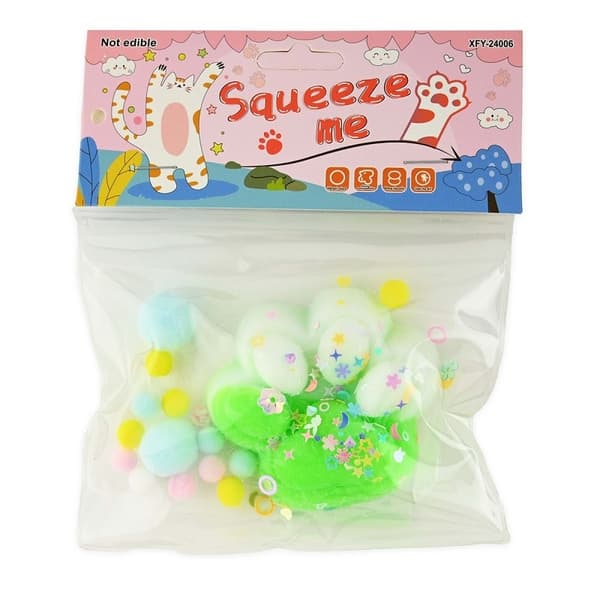 Squishy Cat Paw 7cm Grön