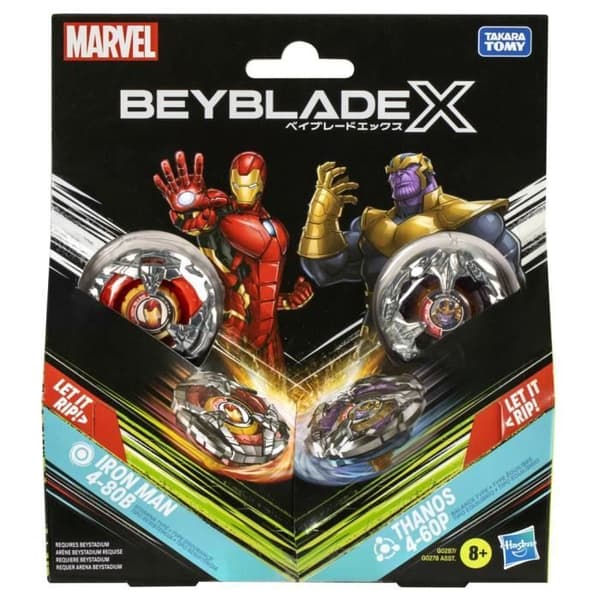 Beyblade X Multipack Topp Iron Man 4-80B vs. Thanos 4-60B, Marvel, Från 8 år